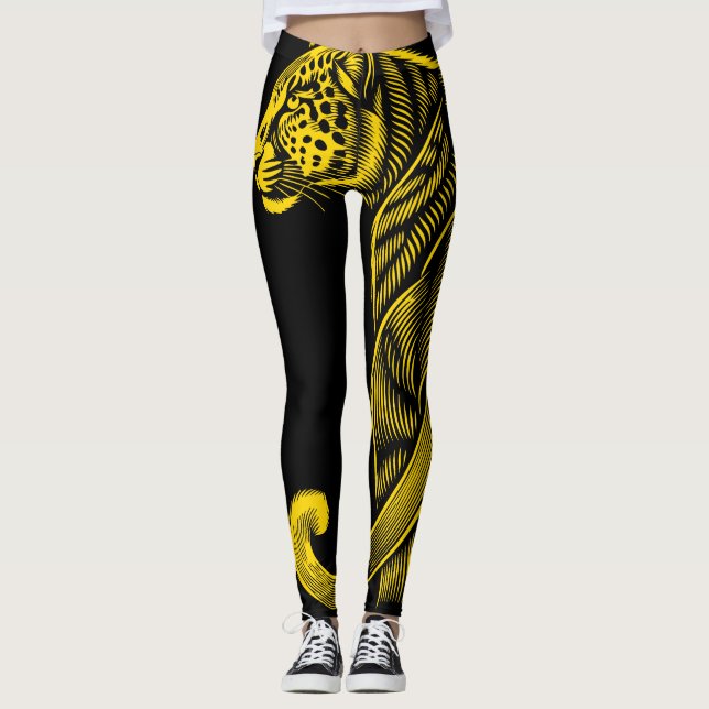 Pretty Trendy Leopard Print Gold Leggings (Framsida)