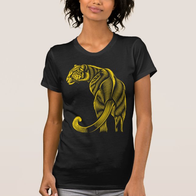 Pretty Trendy Leopard Print Gold T Shirt (Framsida)