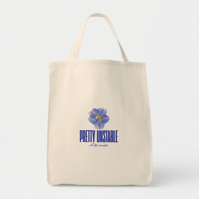 Pretty Unstable: Blue Floral Statement Tee Tygkasse (Framsidan)