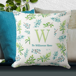 Pretty Watercolor Floral Garden Personalized  Kudde