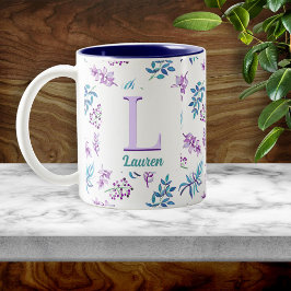 Pretty Watercolor Floral Garden Personalized Två-Tonad Mugg