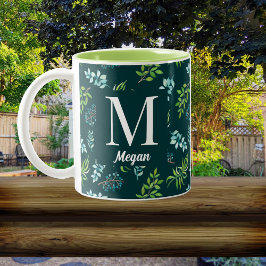 Pretty Watercolor Floral Garden Personalized Två-Tonad Mugg