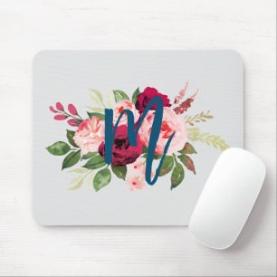 Pretty watercolor flowers Initial Pink and blue Musmatta