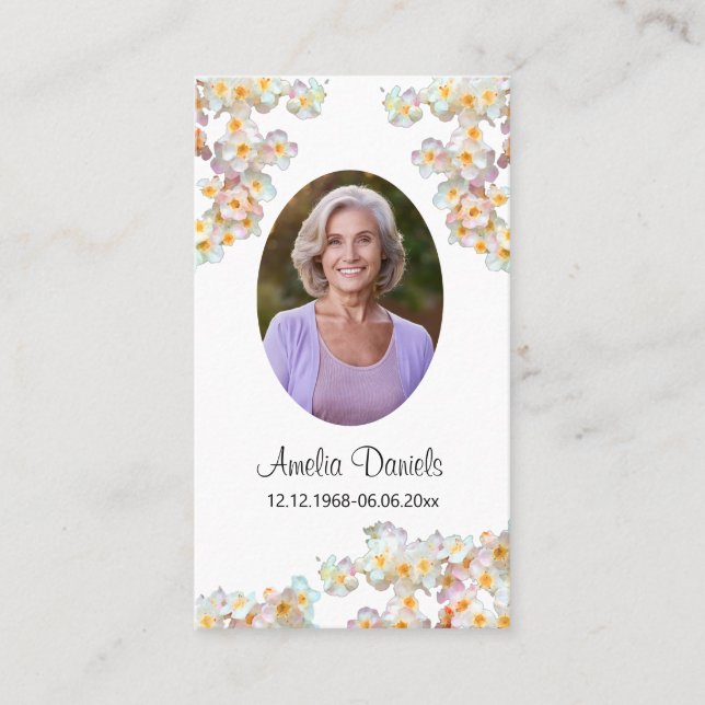 Pretty Wildflower Funeral Prayer Card (Framsida)