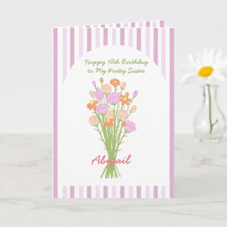 Pretty Wildflower Happy 18th Birthday for Sister  Kort