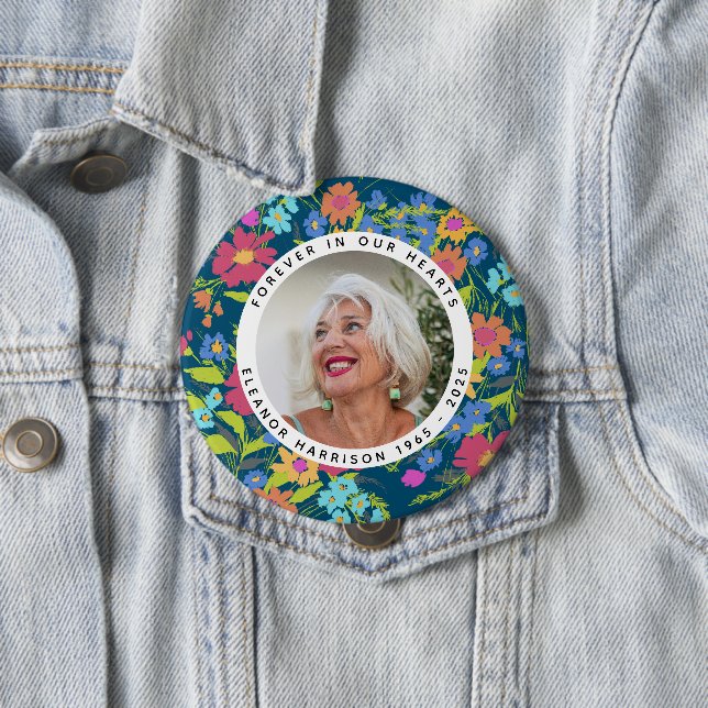 Pretty Wildflower Memorial Photo Frame with Text Knapp (In Situ)