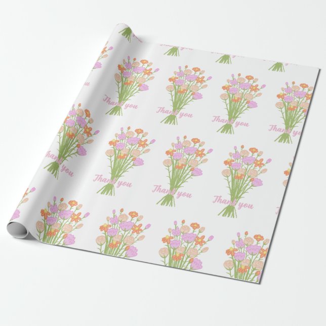 Pretty Wildflower Pastel Bridal Shower Thank You  Presentpapper (Utrullad)