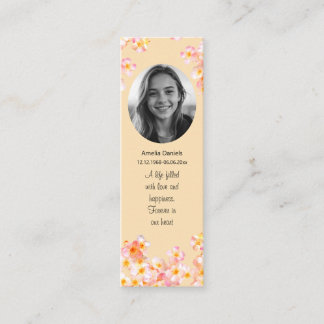 Pretty Wildflower Photo Funeral Mini Bookmark