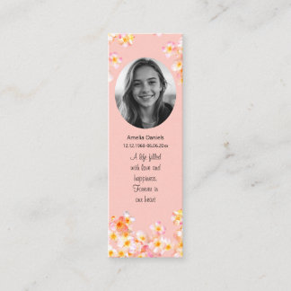 Pretty Wildflower Photo Funeral Mini Bookmark
