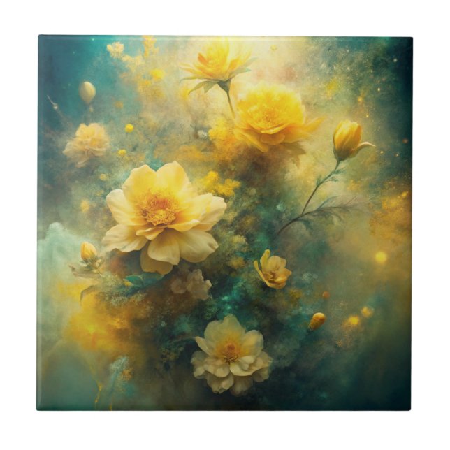 Pretty Yellow Flowers  Kakelplatta (Framsidan)