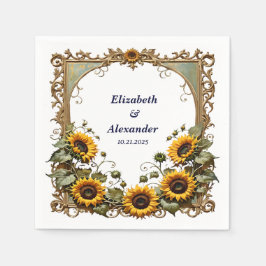 Pretty Yellow sunflower with art frame wedding Pappersservett