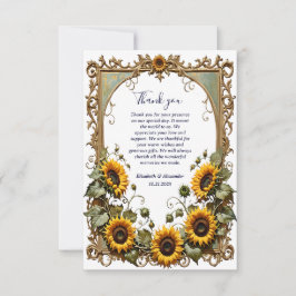 Pretty Yellow sunflower with art frame wedding Tack Kort