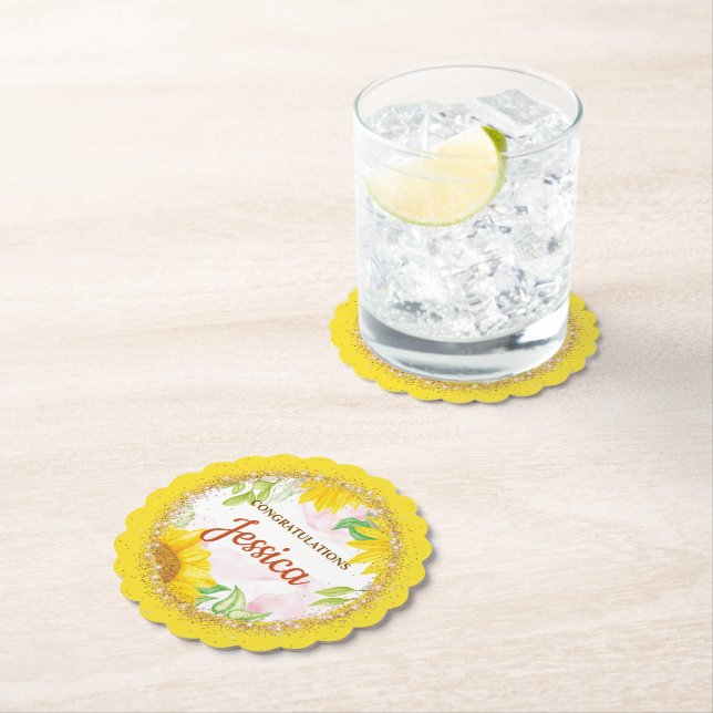 Pretty Yellow Sunflowers Baby Shower Underlägg Papper (Insitu)