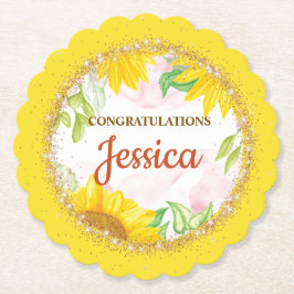 Pretty Yellow Sunflowers Baby Shower Underlägg Papper