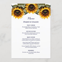 Pretty Yellow sunflowers wedding Meny