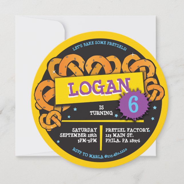 PRETZEL BAKING Födelsedagsfest inbjudan (Framsida)