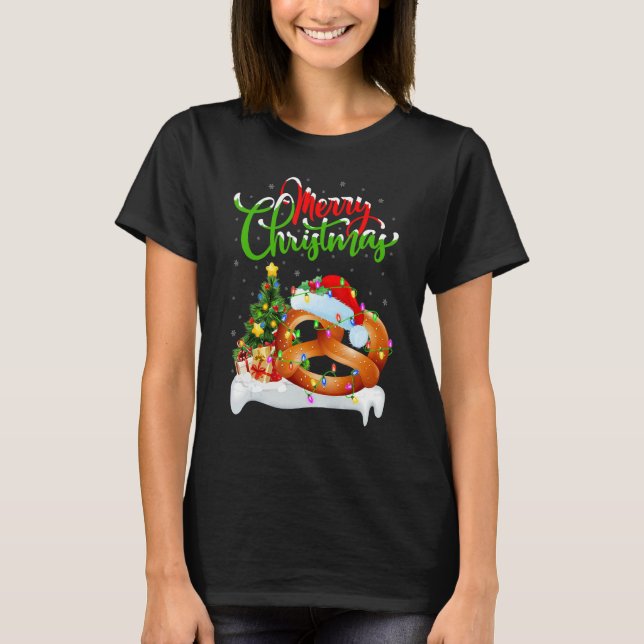 Pretzel Food   Xmas Decorations Santa Pretzel Chri T Shirt (Framsida)