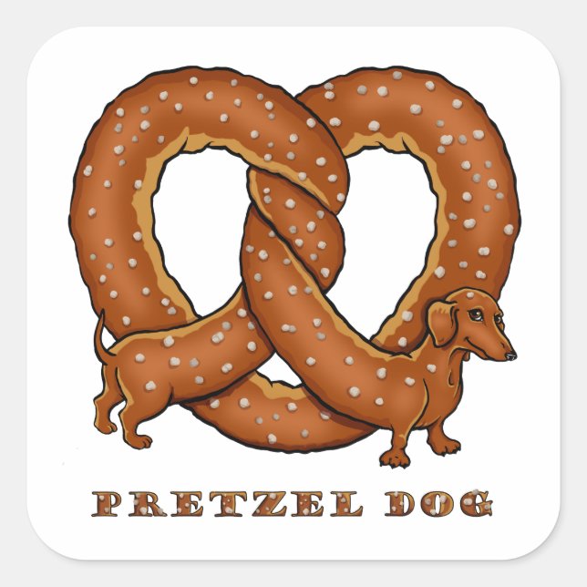 Pretzel Hund Dachshund Fyrkantigt Klistermärke (Framsida)