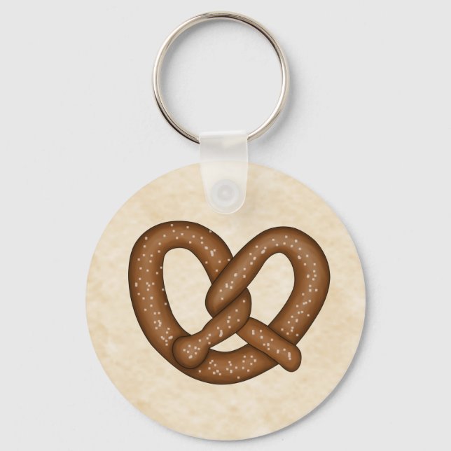 Pretzel med Beige Bkgd Keychain Nyckelring (Framsida)