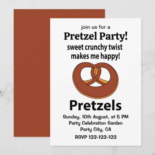 Pretzel Sweet Crunchy Twist gör mig Lycklig Pretze Inbjudningar (Fram/baksida)