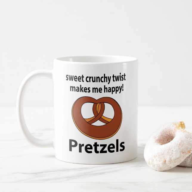 Pretzel Sweet Crunchy Twist gör mig Lycklig Pretze Kaffemugg (Med munk)