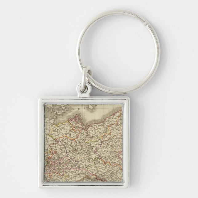 Preussen, Tysklandare, Polen Fyrkantig Silverfärgad Nyckelring (Framsidan)