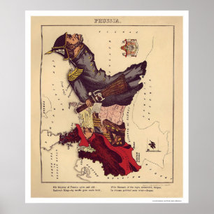 Preussia Caricature Karta 1868 Poster