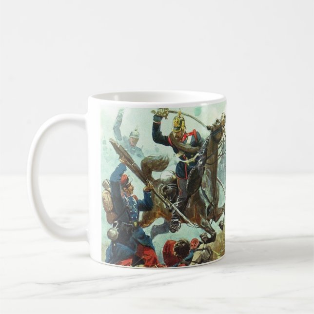 Preussiska kavalleriet anfaller fransk-preussiska  kaffemugg (Vänster)