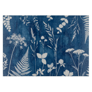 Preussiskt indigo blå cyanotyp ormbunke botanisk k