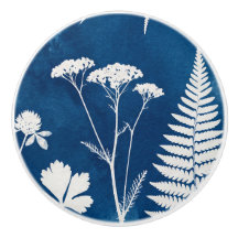 Preussiskt indigo blå cyanotyp ormbunke botanisk k