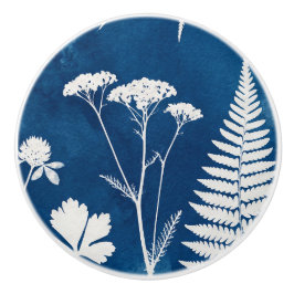 Preussiskt indigo blå cyanotyp ormbunke botanisk k knopp
