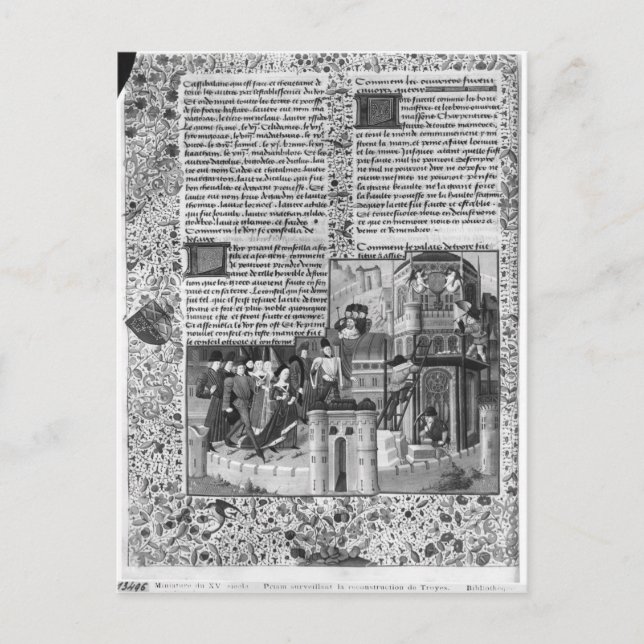 Priam bevakar återuppbyggnaden av Troy Vykort (Framsida)