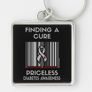 Priceless.. Diabetes Keychain Fyrkantig Silverfärgad Nyckelring