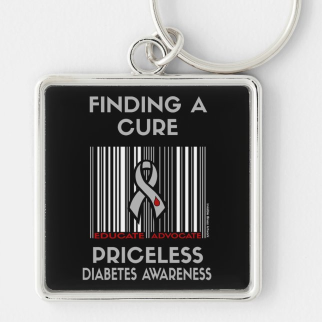 Priceless.. Diabetes Keychain Fyrkantig Silverfärgad Nyckelring (Framsidan)