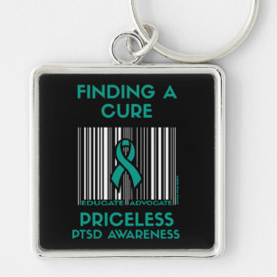 Priceless.. PTSD-nyckelkedja Fyrkantig Silverfärgad Nyckelring