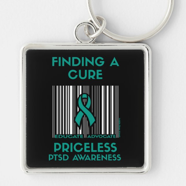 Priceless.. PTSD-nyckelkedja Fyrkantig Silverfärgad Nyckelring (Framsidan)