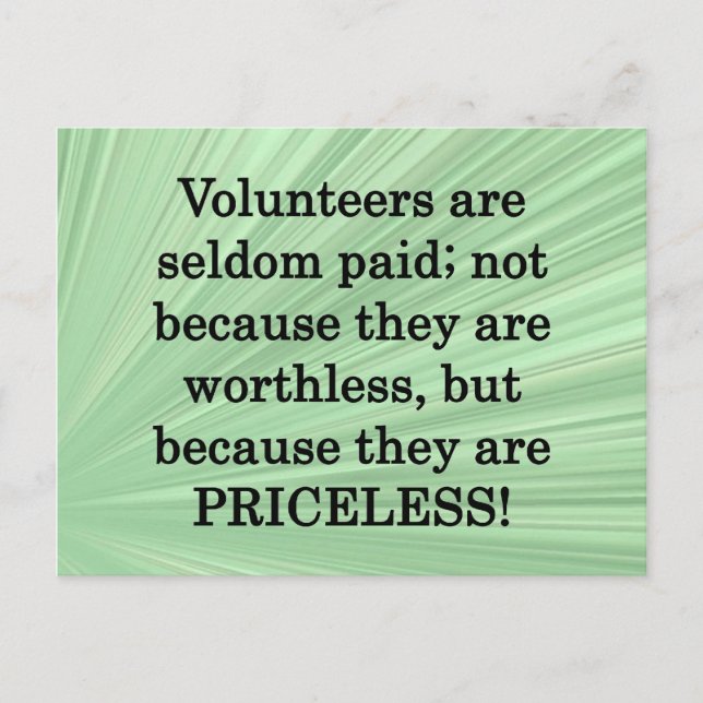 Priceless Volunteers Vykort (Framsida)