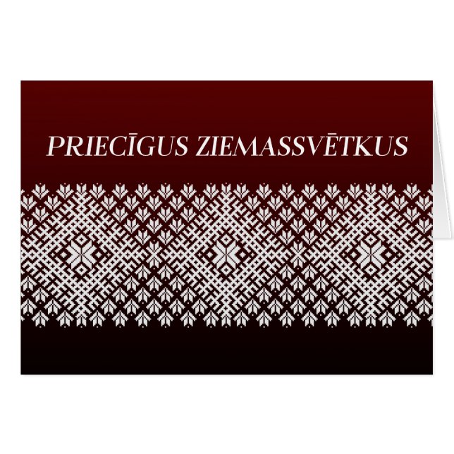 Pricigus Ziemassvetkus Lettiska juldesign Hälsningskort (Framsidan Horizontal)