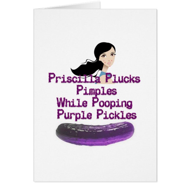 Pricilla tungabedragare hälsningskort (Framsidan)