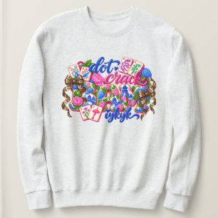 Prick Crack Bam Rolig Mahjong Rosa Blå Chinoiserie T Shirt