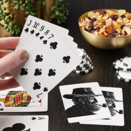 Prick- och linjeporträtt: Vis gammal man som röker Casinokort