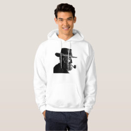 Prick- och linjeporträtt: Vis gammal man som röker Hoodie