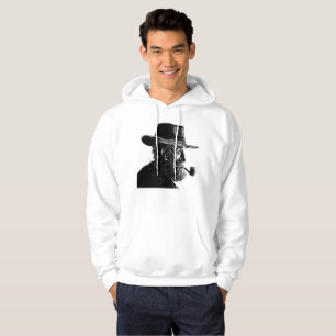 Prick- och linjeporträtt: Vis gammal man som röker Hoodie