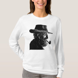 Prick- och linjeporträtt: Vis gammal man som röker T Shirt