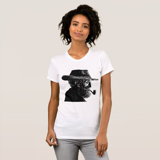 Prick- och linjeporträtt: Vis gammal man som röker T Shirt (Hel framsida)