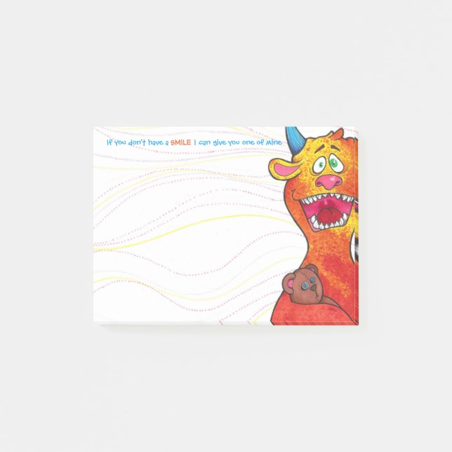 Pricka monster w/quote, posta det noterar 4" x3 ", post-it block (Framsida)