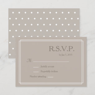 Prickar vit taupe minimalistiskt bröllop RSVP Inbjudningar