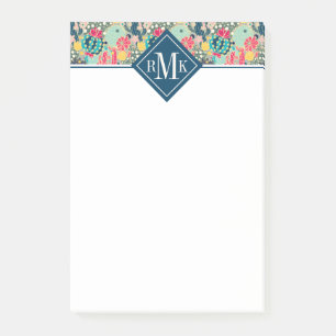 Pricker den färgrika polkaen för Monogram Post-it Block