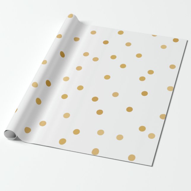Pricker den guld- konfettin för elegant modern vit presentpapper (Utrullad)