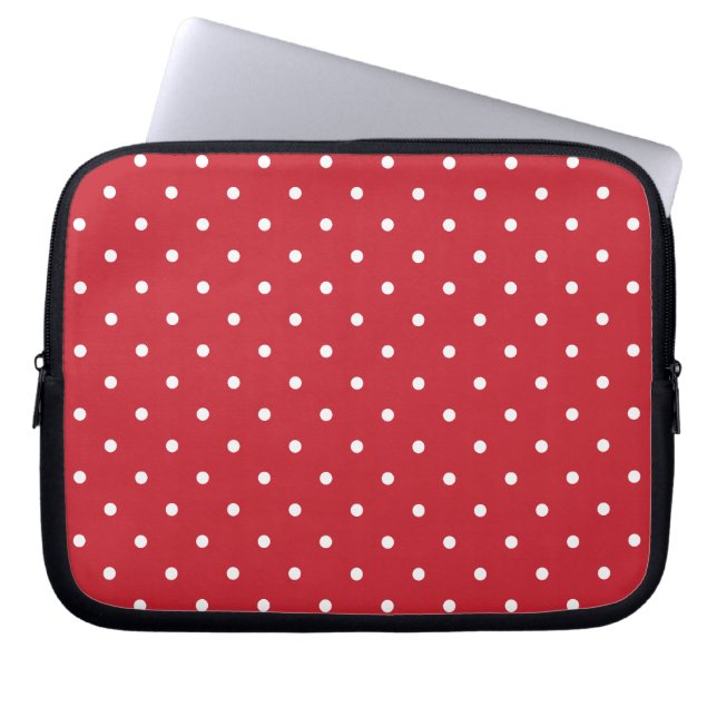 Pricker den röda polkaen för femtiotalstil bärbar laptop sleeve (Framsidan)